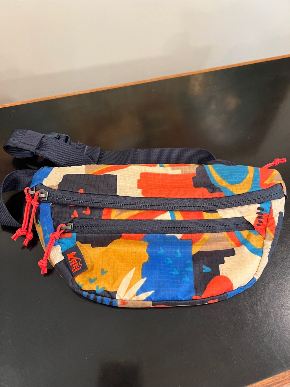 REI Multicolor Abstract Print Waist Pack with Navy Strap